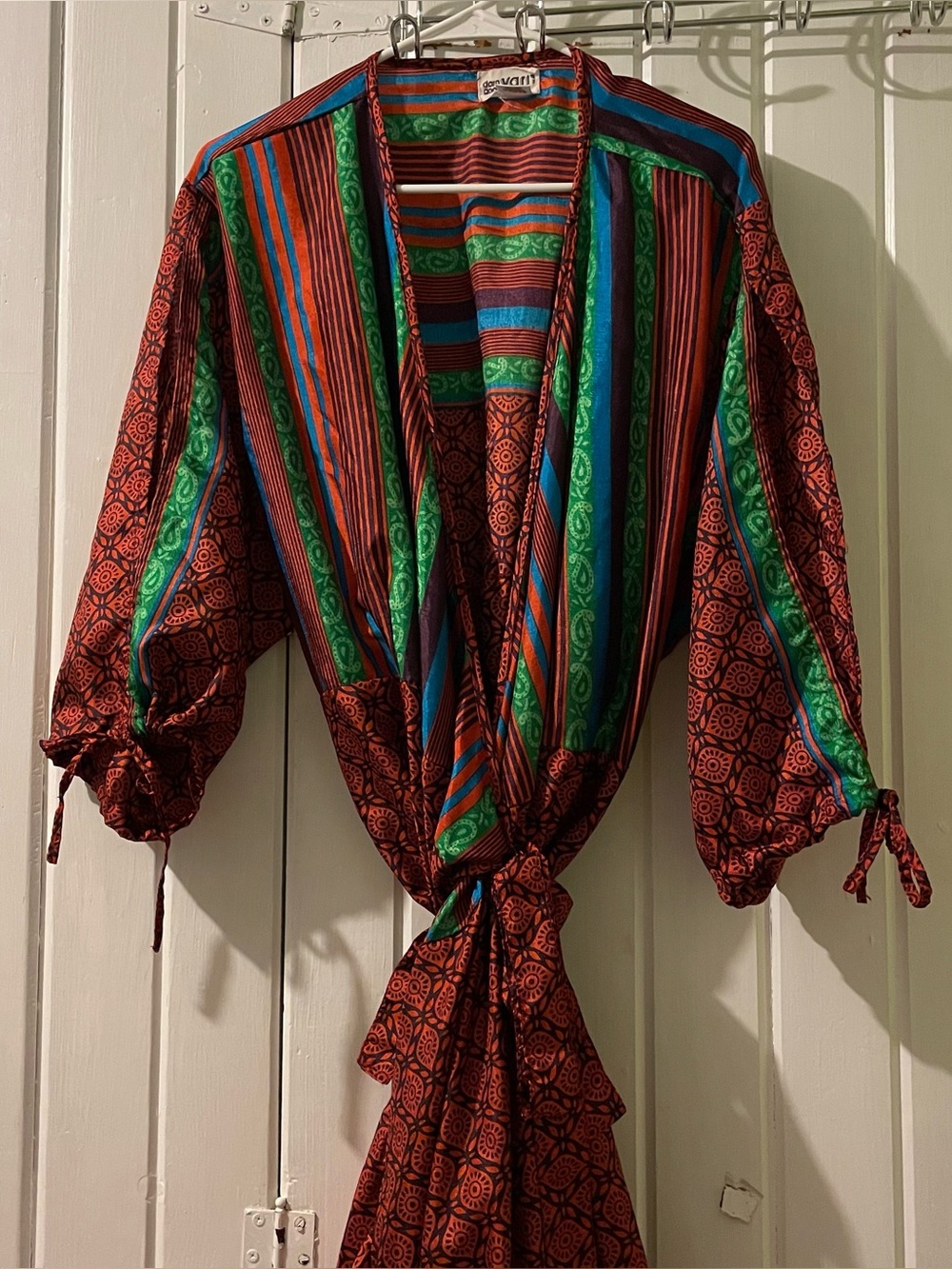 Darn Good Yarn silk blend maxi wrap dress one size plus size EUC